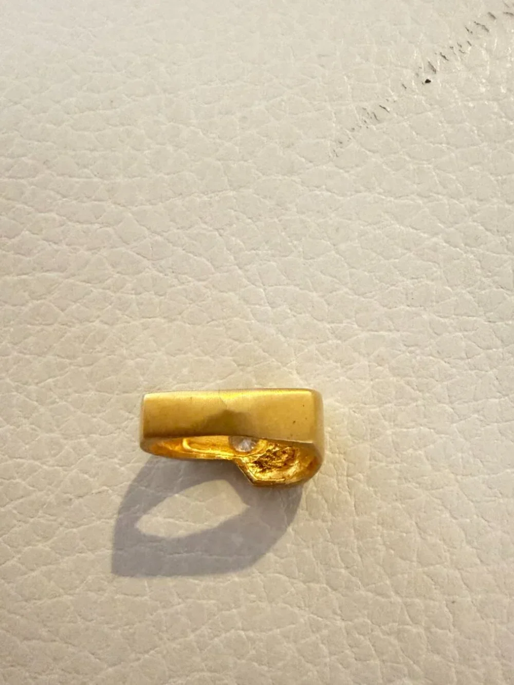 14K YELLOW WHITE GOLD MODERNIST GEOMETRIC BEZEL DIAMOND STATEMENT RIN SIZE 8.5
